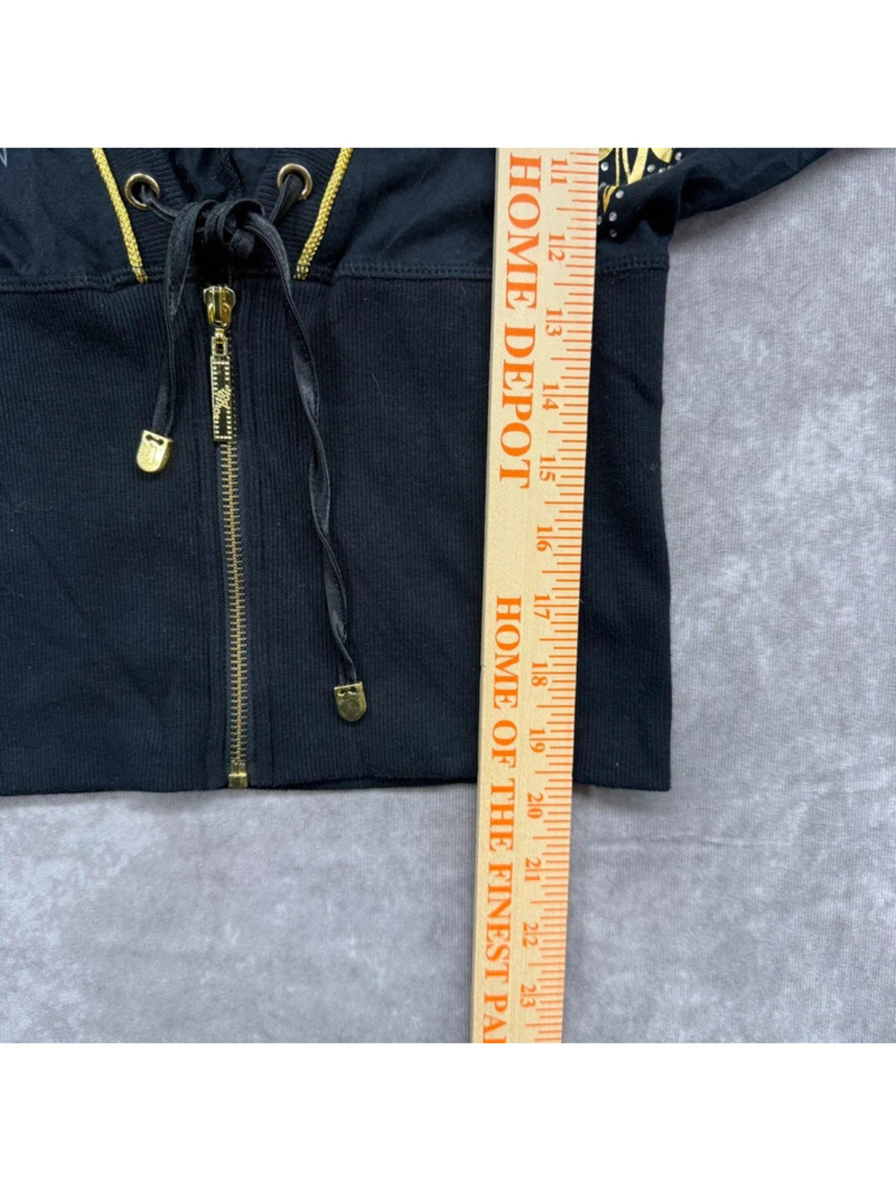 Vintage Y2K Southpole All Over Gold Foil Zip Up Short Sleeve Hoodie Small NWT - Picture 7 of 7